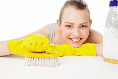 Professional hard floor cleaning in a Putney home hallway